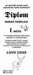 Diplom myslivecké soutěže č.742 - Diplom střelba kulí na frézované desce