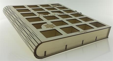 Dřevěná krabička - kniha s okénky - Krabička s 15 okénky